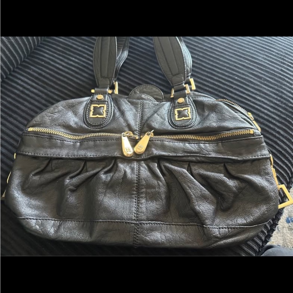 BCBGMaxAzria Black and Gold Shoulder Bag